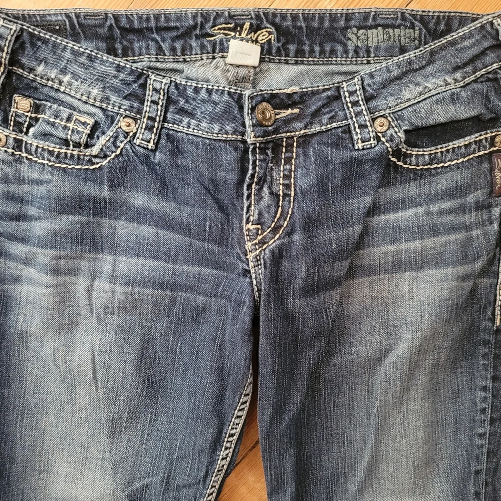 Silver Santorini Cropped Demin Jeans Ladies 31 - Picture 5 of 12